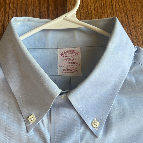 Brooks Brothers Light Blue Long Sleeve Dress Shirt, 16.5/34 - Picture 7 of 9